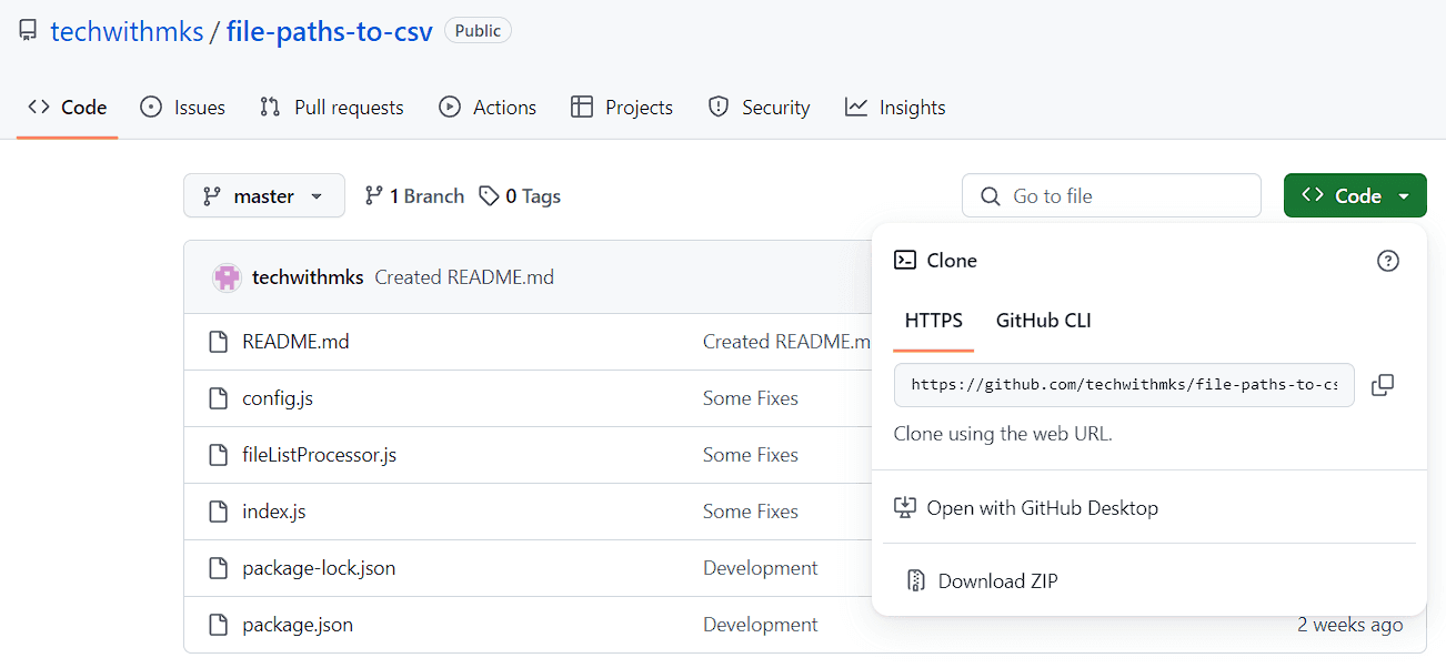 File Paths List CSV | Github | s-mani.in